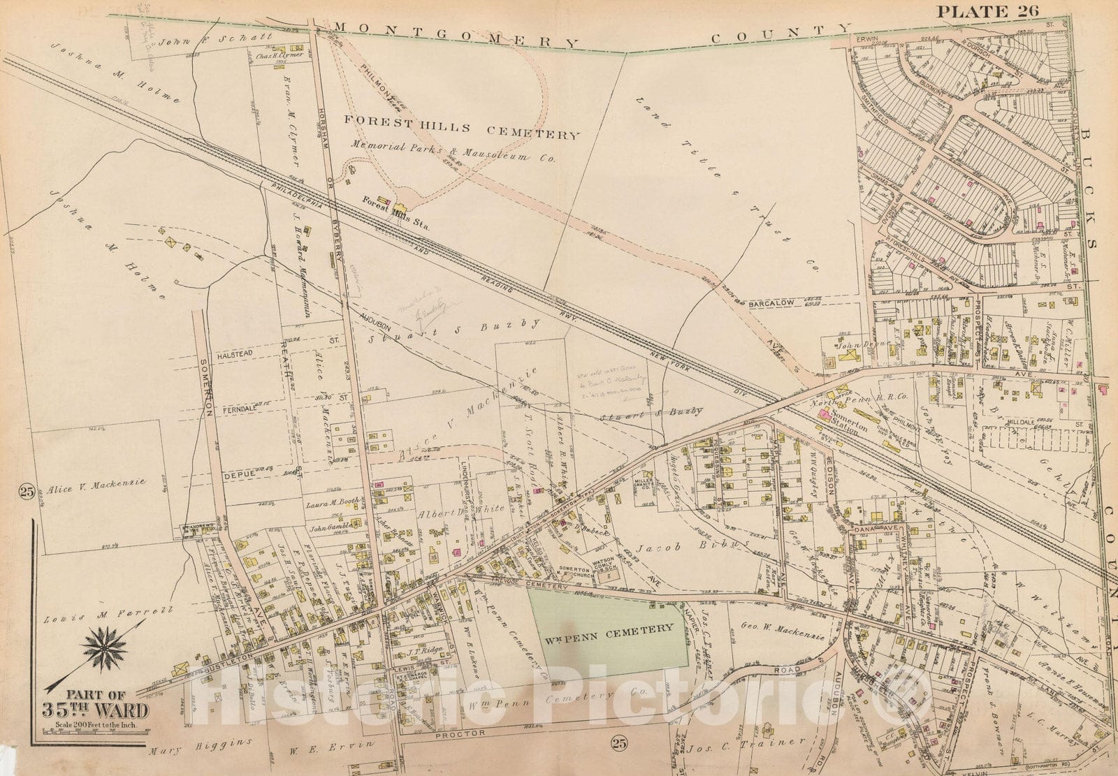 Historic Map : Atlas City of Philadelphia 35th Ward, Philadelphia 1927 Plate 026 , Vintage Wall Art