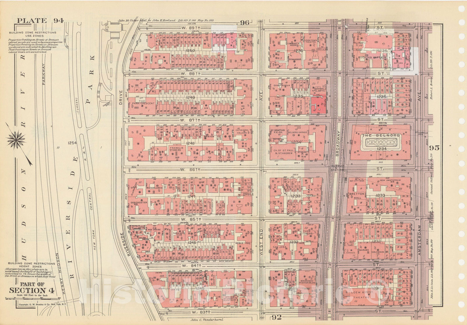 Historic Map : Manhattan Land Book 1955 - Updated Through Nov 7th, New York City 1975 Plate 094 , Vintage Wall Art