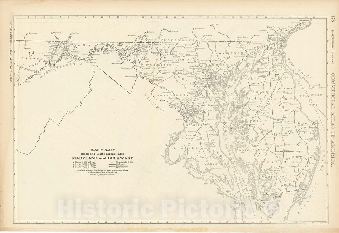 Historic Map : Delaware & Maryland 1925 , Vintage Wall Art