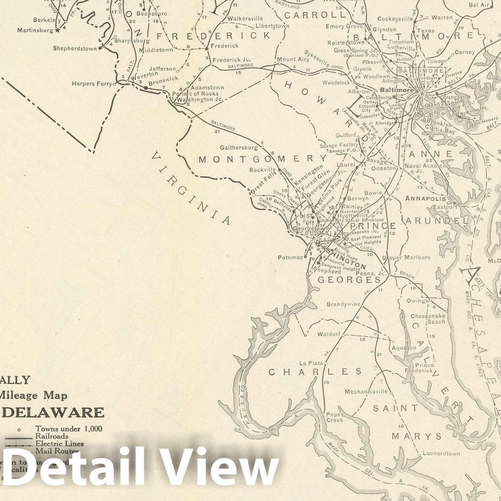 Historic Map : Delaware & Maryland 1925 , Vintage Wall Art