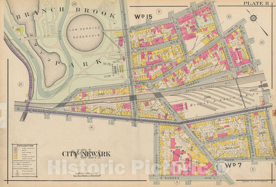 Historic Map : Atlas of Newark, Volume 1, Newark 1911 Plate 008 , Vintage Wall Art