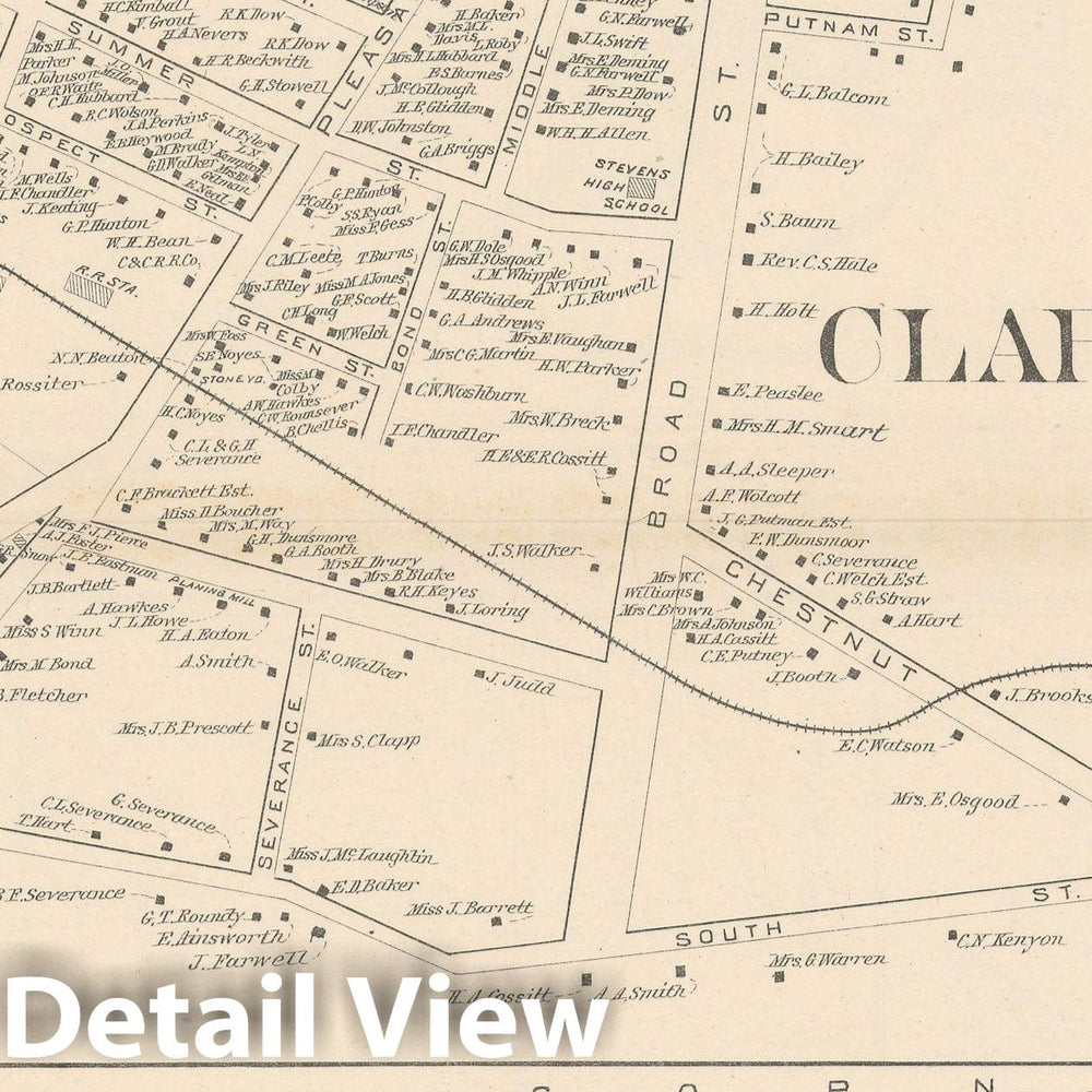 Historic Map : Claremont 1892 , Town and City Atlas State of New Hampshire , Vintage Wall Art