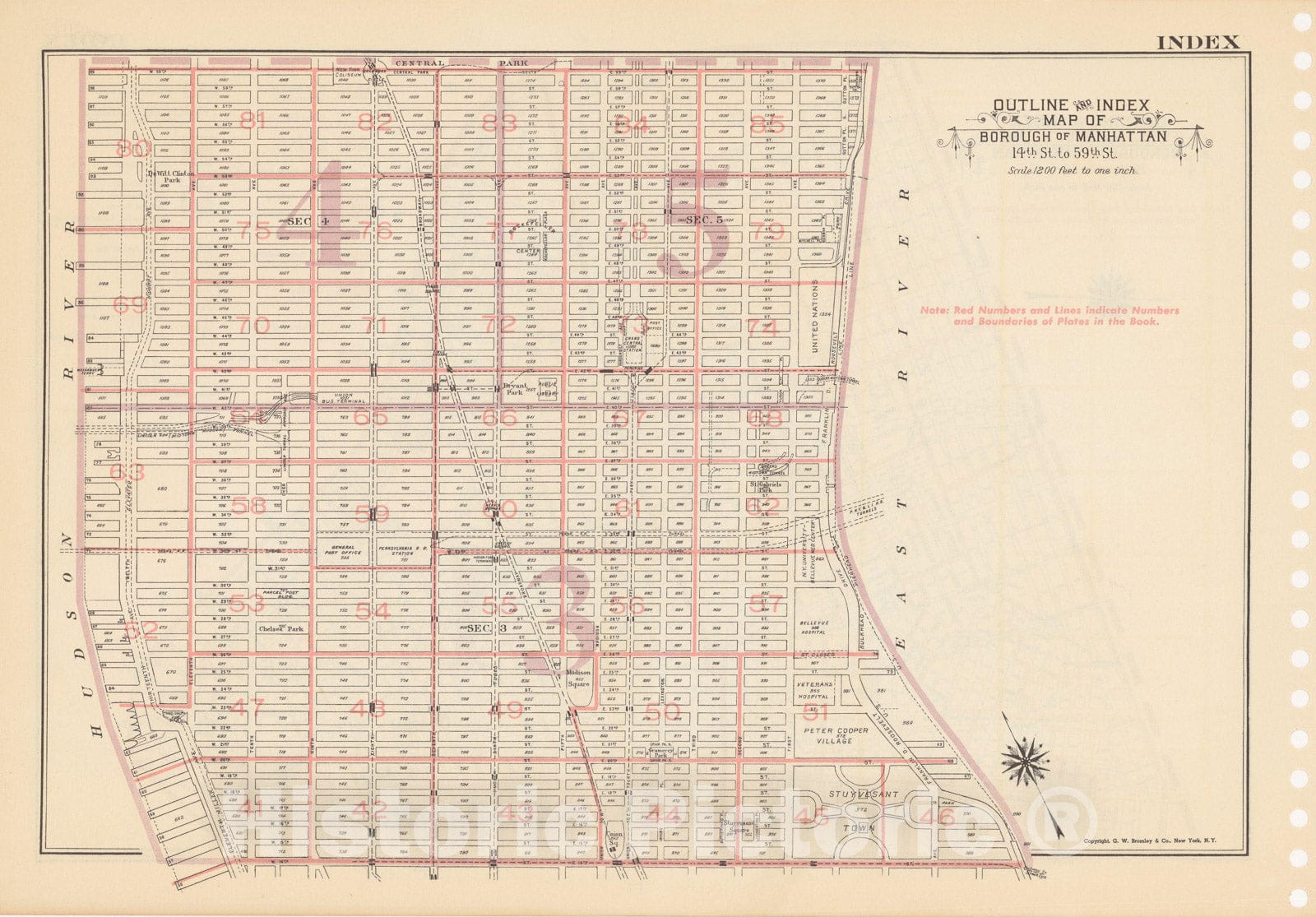 Historic Map : Manhattan Land Book 1955 - Updated Through Nov 7th, Manhattan & New York City 1955 Index Plate , v4, Vintage Wall Art