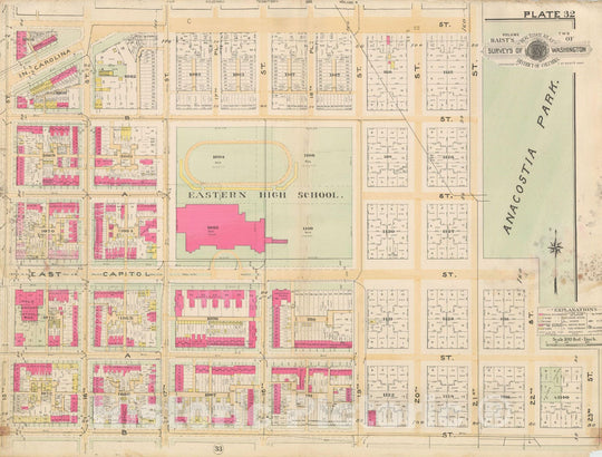 Historic Map : Atlas of Washington D.C. Volume 2 (NE, SE, SW), Washington 1928 Plate 032 , Vintage Wall Art