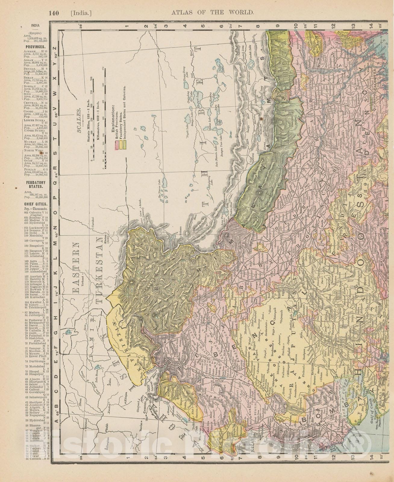 Historic Map : India 1900 , Universal Atlas World , Vintage Wall Art