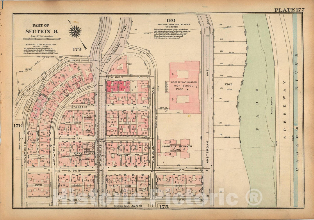 Historic Map : Land Book of the Borough of Manhattan, City of NY, Manhattan 1925 Plate 177 , Vintage Wall Art