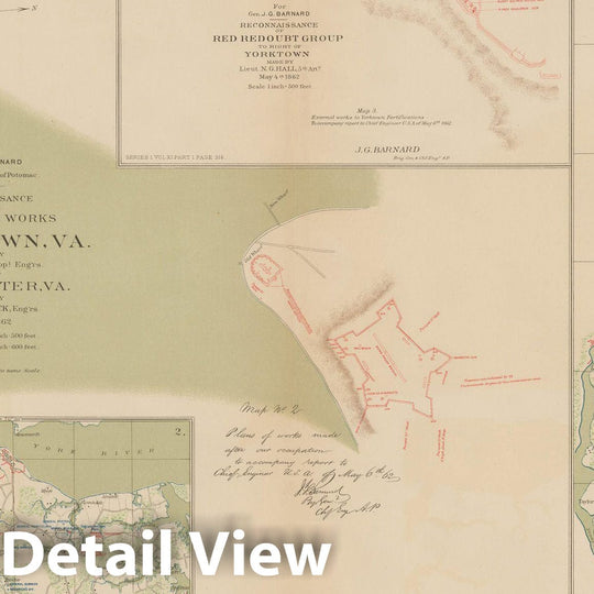 Historic Map : Civil War Atlas of the Union and Confederate Armies, Battles at Yorktown, PA 1895 , Vintage Wall Art