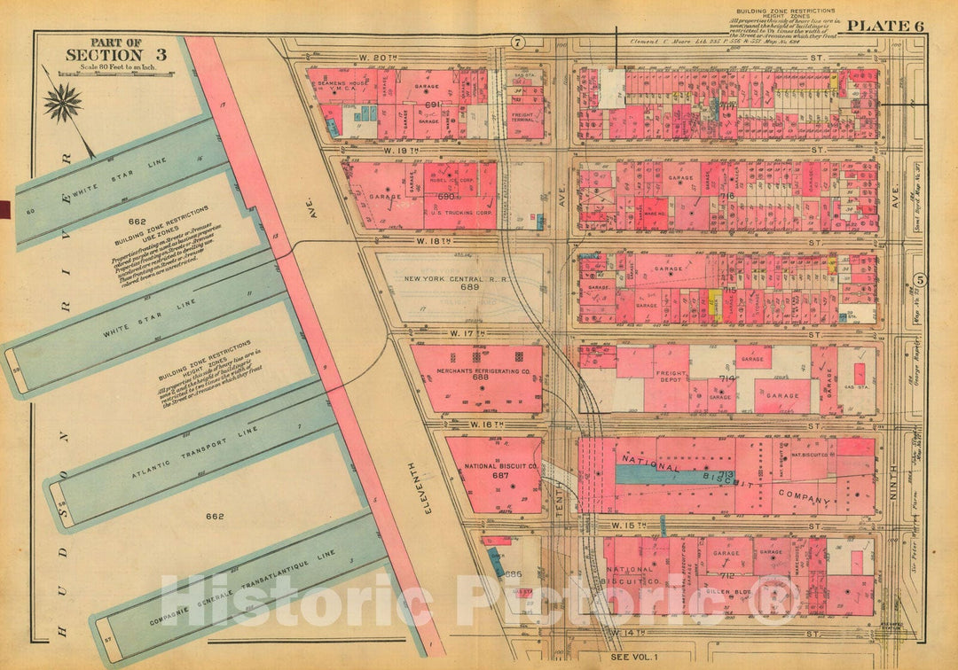 Historic Map : Atlas City of New York, Borough of Manhattan, Volume Two, 14th Street to 59th Street, Manhattan 1928 Plate 006 , Vintage Wall Art