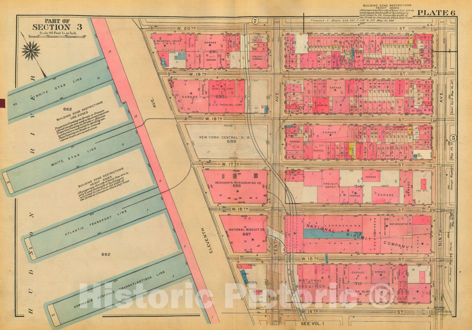 Historic Map : Atlas City of New York, Borough of Manhattan, Volume Two, 14th Street to 59th Street, Manhattan 1928 Plate 006 , Vintage Wall Art