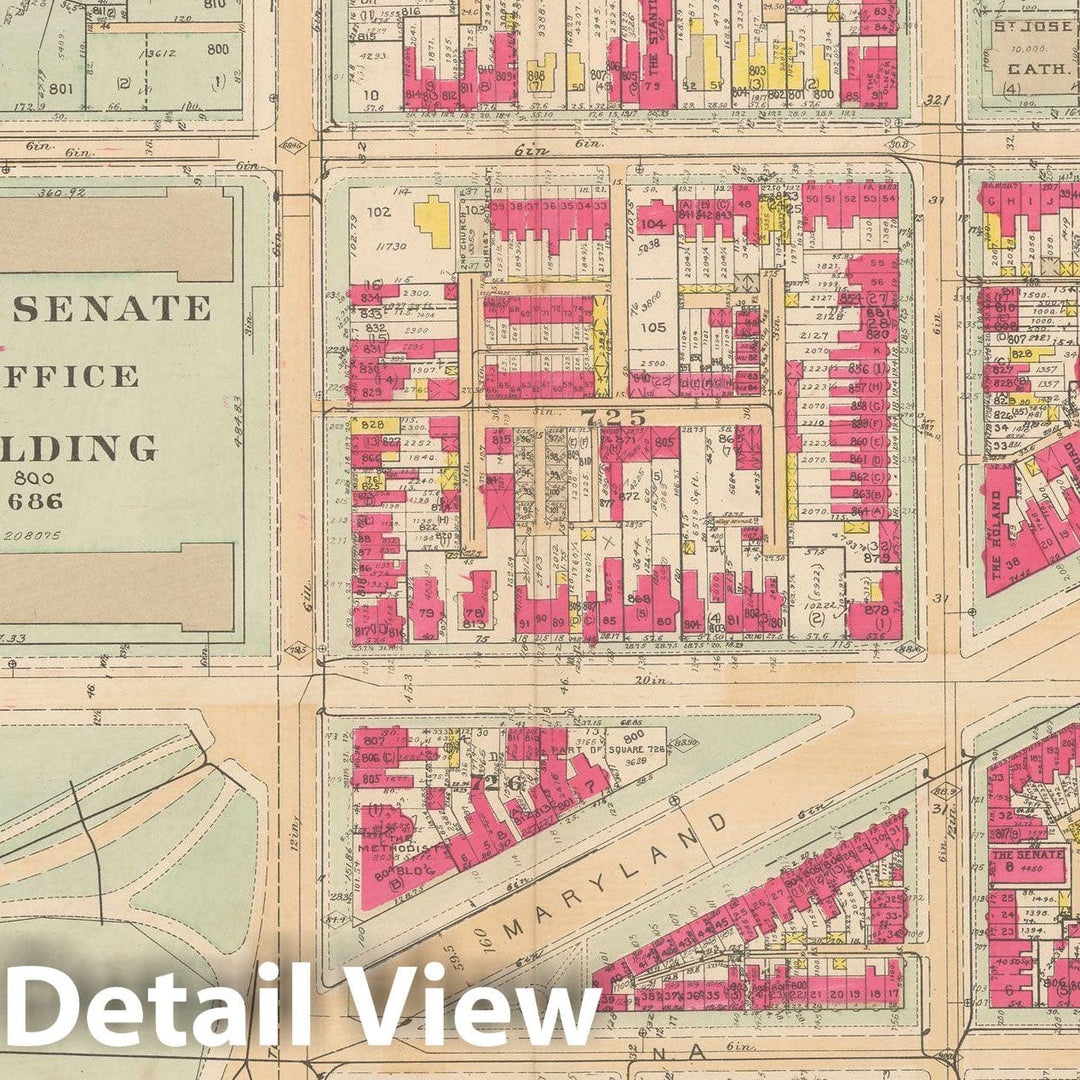 Historic Map : Atlas of Washington D.C. Volume 2 (NE, SE, SW), Washington 1928 Plate 014 , Vintage Wall Art