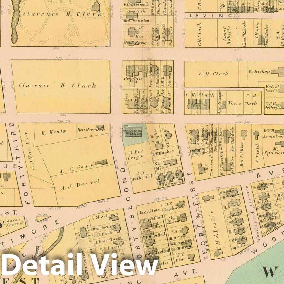 Historic Map : Atlas of West Philadelphia including the 24th & 27th Wards of the City of Philadelphia, West Philadelphia 1872 Plate C , Vintage Wall Art