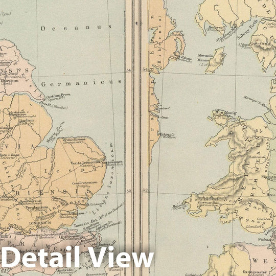 Historic Map : England & Wales & Scotland & Ireland 1875 , Student Atlas of Modern Geography , Vintage Wall Art