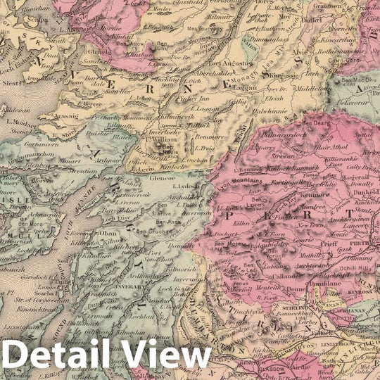 Historic Map : Scotland 1856 , Colton's Atlas World , Vintage Wall Art