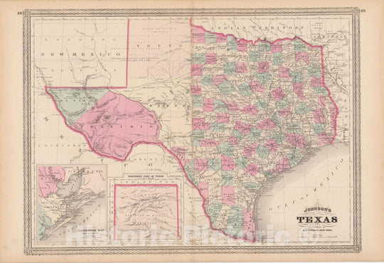 Historic Map : Texas 1873 , Family Atlas World , Vintage Wall Art