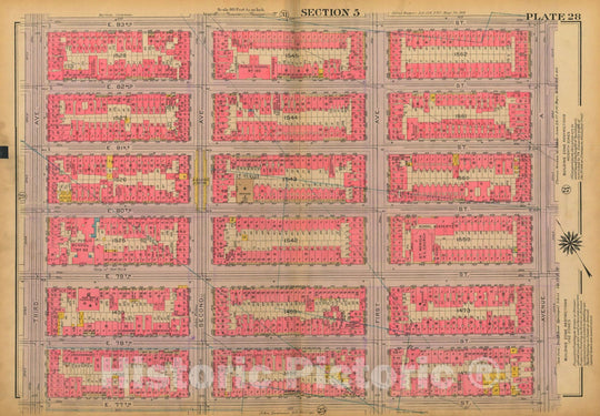 Historic Map : Atlas City of New York, Borough of Manhattan, Volume 3, 59th St to 110th St, Manhattan 1921 Plate 028 , Vintage Wall Art