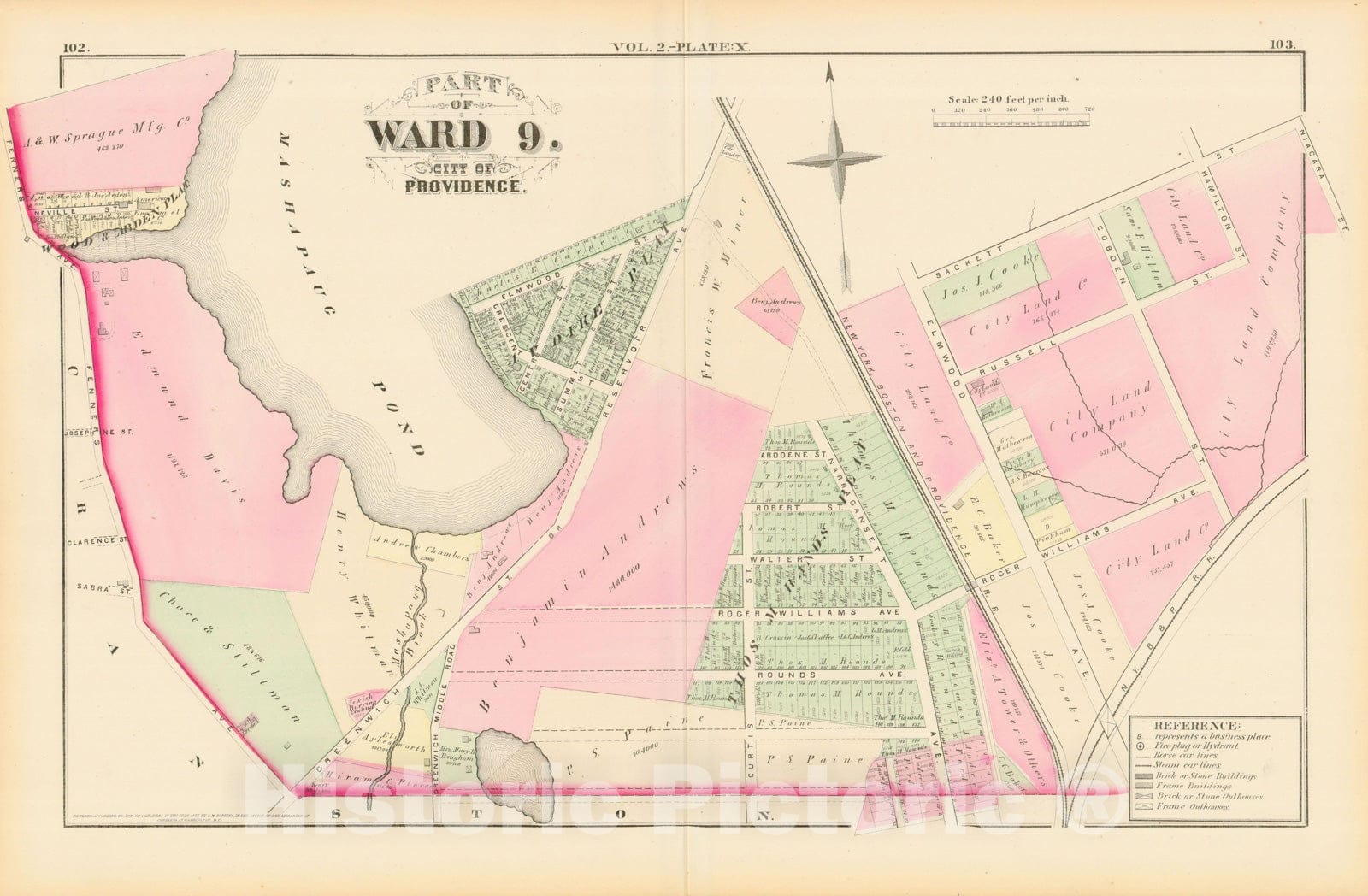 Historic Map : City Atlas of Providence Rhode Island by Wards, Volume II, Providence 1875 Plate X , Vintage Wall Art