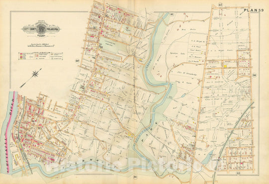 Historic Map : Baist's Property Atlas of Philadelphia, Philadelphia 1895 Plate 039 , Vintage Wall Art