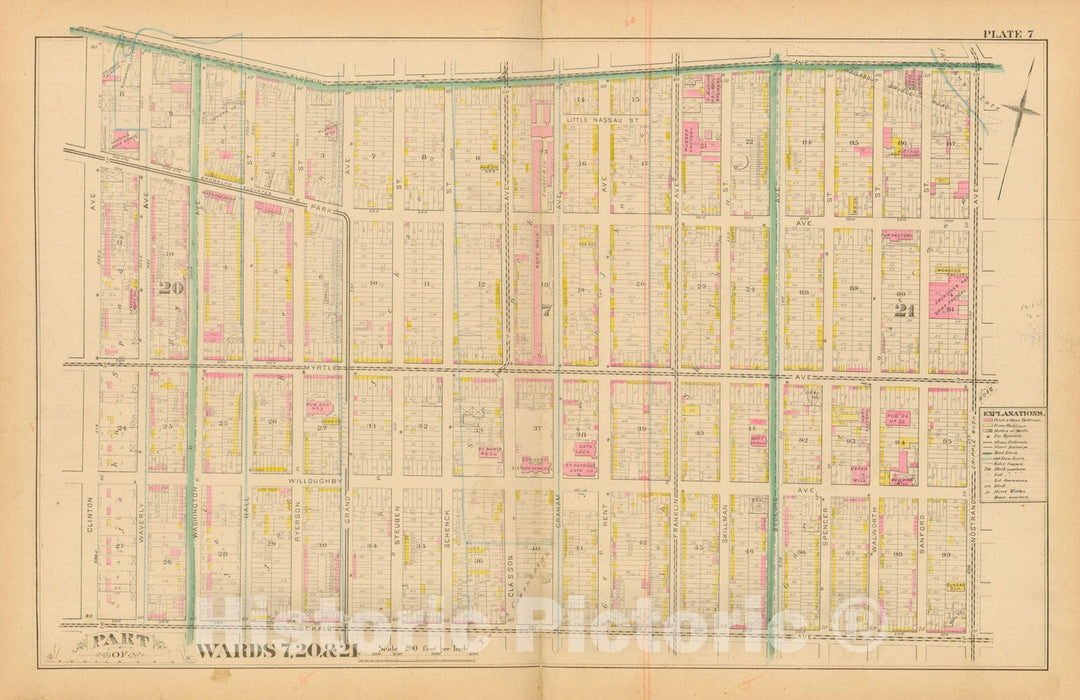 Historic Map : Atlas Entire City of Brooklyn Complete in One Volume, Brooklyn 1880 Plate 007 , Vintage Wall Art