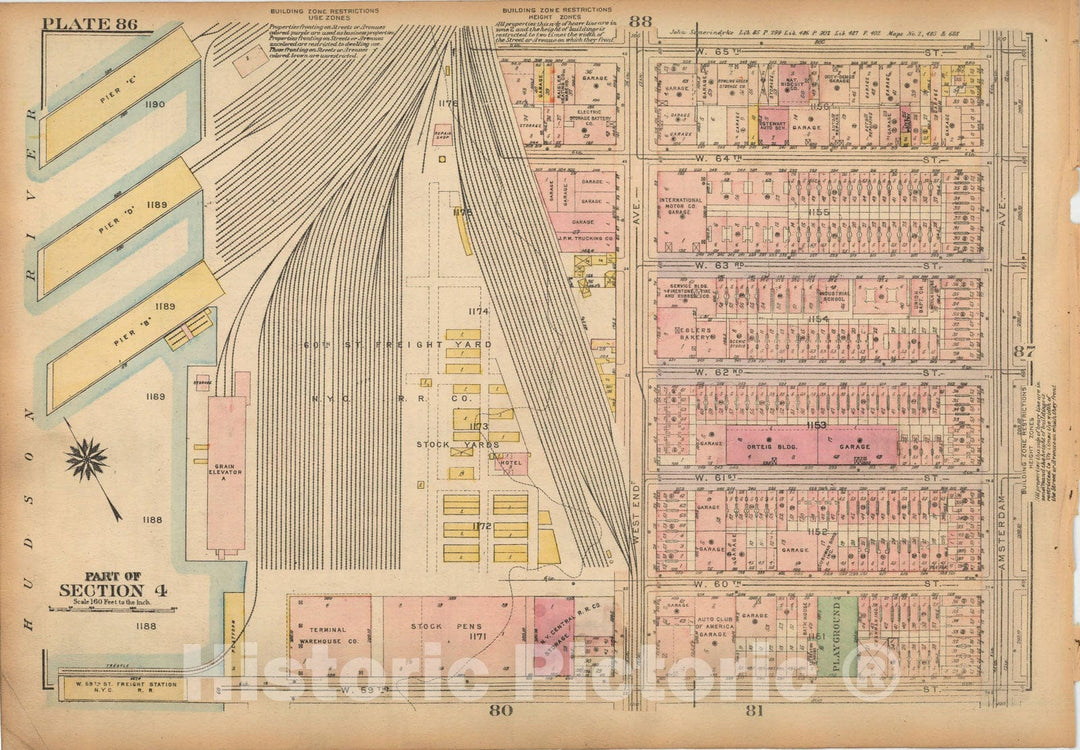 Historic Map : Land Book of the Borough of Manhattan, City of NY, Manhattan 1925 Plate 086 , Vintage Wall Art