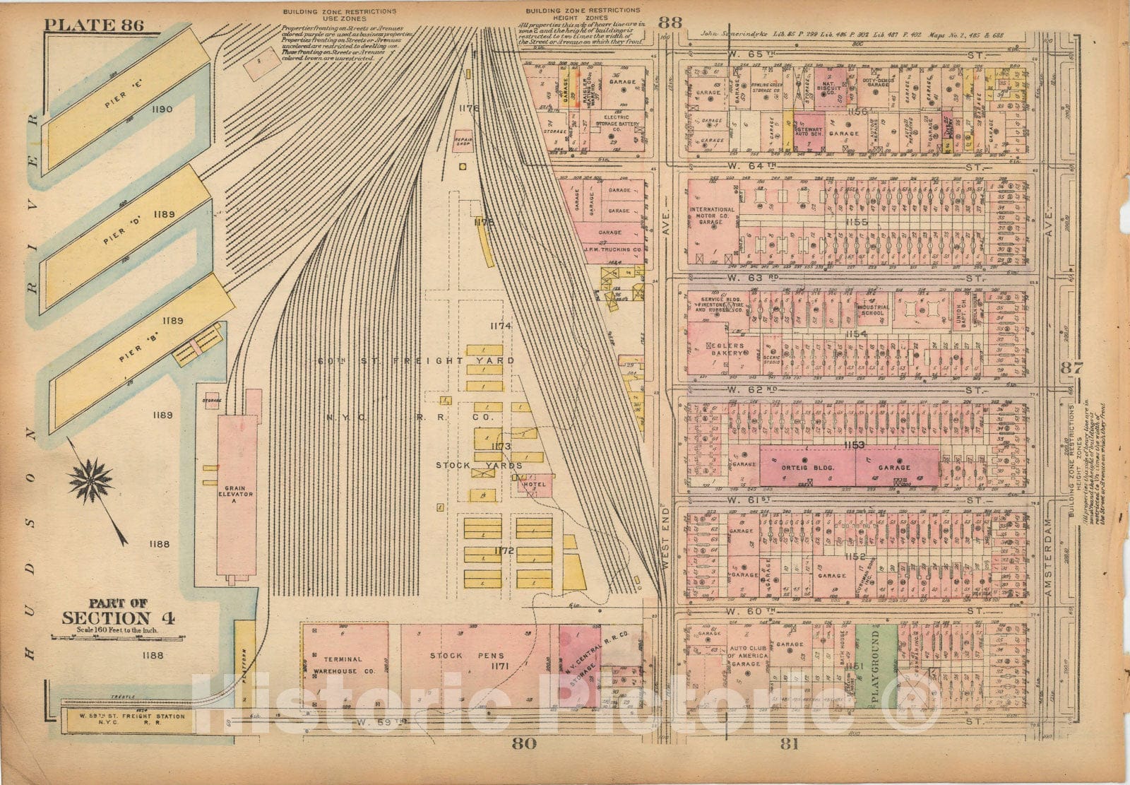 Historic Map : Land Book of the Borough of Manhattan, City of NY, Manhattan 1925 Plate 086 , Vintage Wall Art