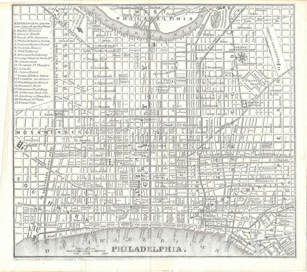 Historic Map : Railroad Maps of the United States, Philadelphia 1848 , Vintage Wall Art