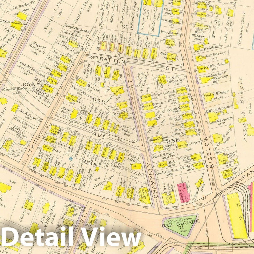 Historic Map : Atlas City of Boston, Wards 25 & 26 Brighton, Brighton 1916 Plate 001 , Vintage Wall Art