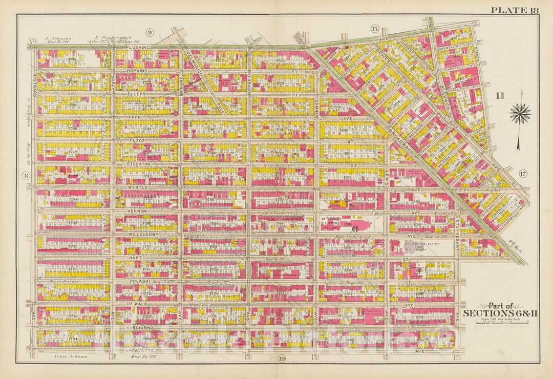 Historic Map : Vol. 1, Brooklyn 1908 Plate 018 , Atlas Borough of Brooklyn , Vintage Wall Art