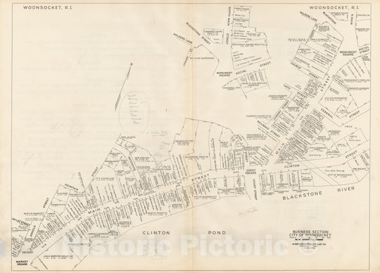 Historic Map : New England States Ed., Woonsocket 1946 , Nirenstein's National Preferred Real Estate Locations of Business Properties , Vintage Wall Art