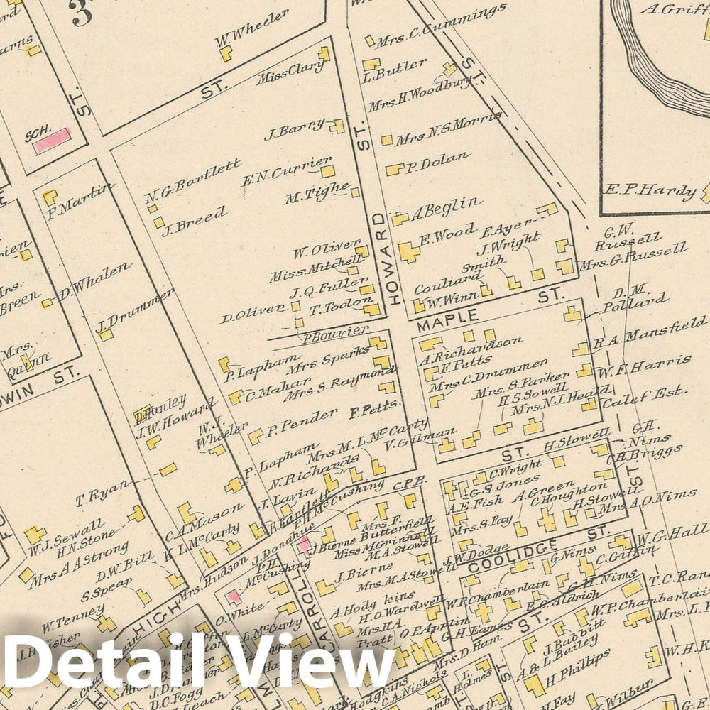 Historic Map : Keene 1892 , Town and City Atlas State of New Hampshire , v4, Vintage Wall Art