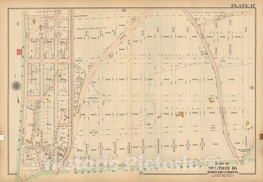 Historic Map : Atlas City of NY, Borough of The Bronx, Annexed District, The Bronx 1913 Plate 017 , Vintage Wall Art