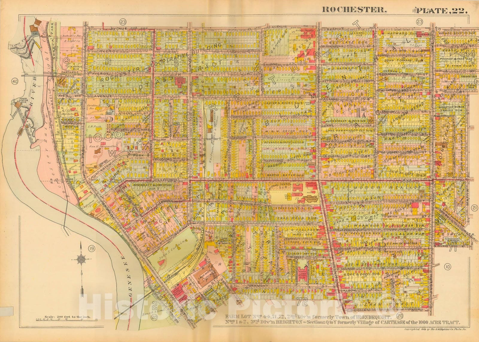 Historic Map : Plat Book of the City of Rochester New York and Vicinity, 1918 Plate 022 , Vintage Wall Art