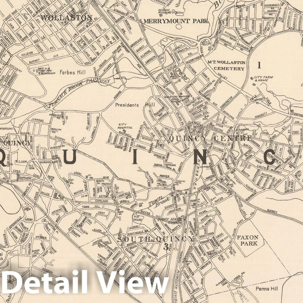 Historic Map : Quincy 1905 , Northeast U.S. State & City Maps , Vintage Wall Art