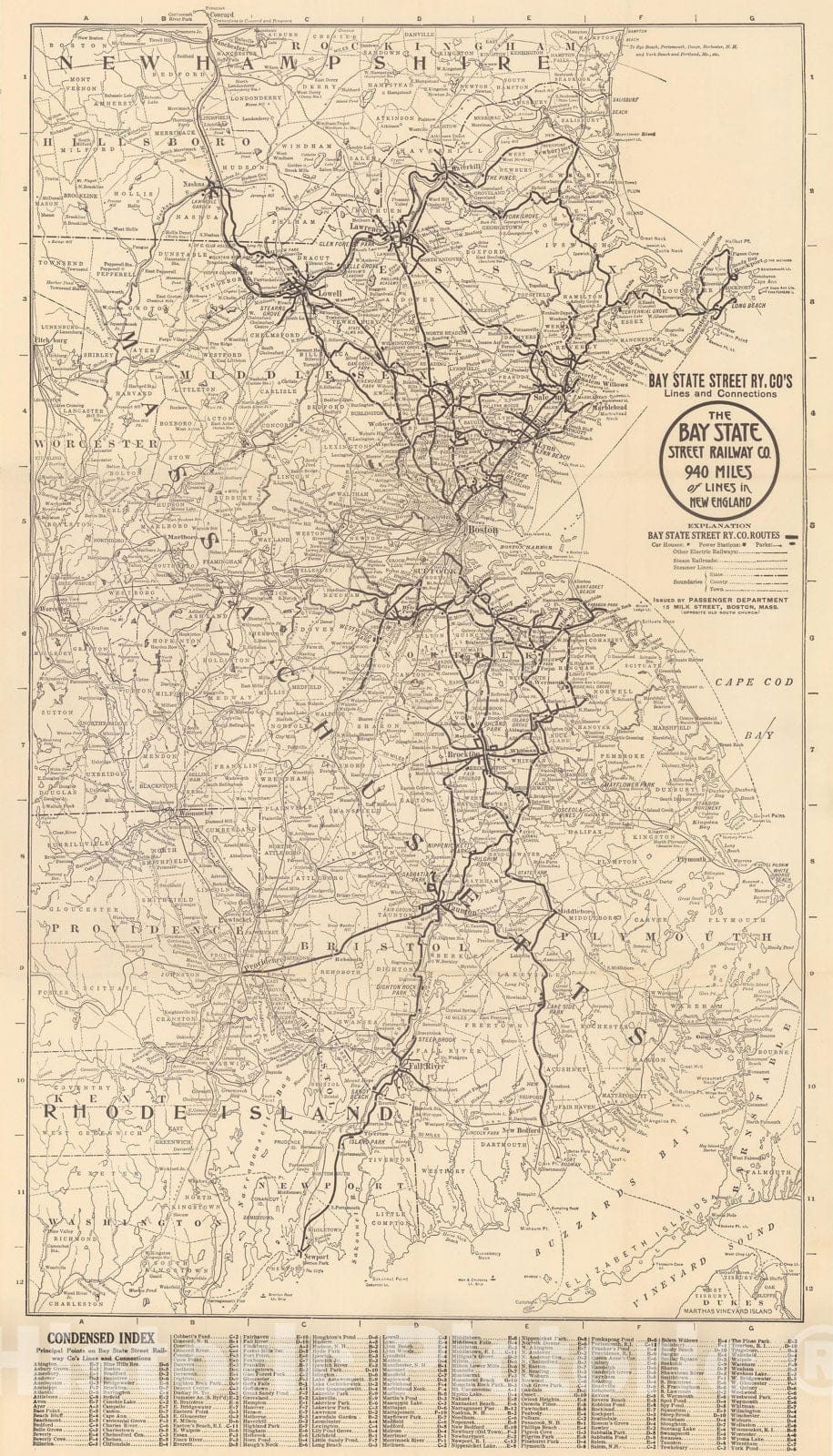 Historic Map : Bay State Street Railway Company Transit Cartography , Vintage Wall Art