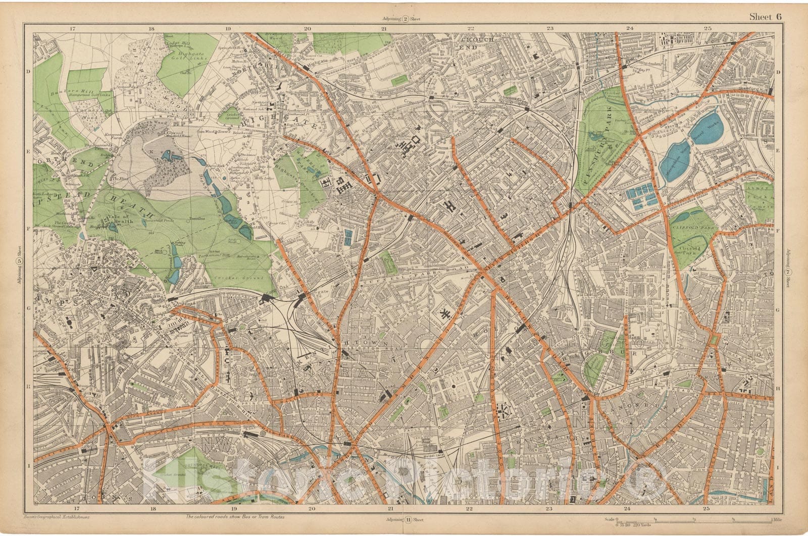 Historic Map : Europe, London 1910 Sheet 06 , Vintage Wall Art