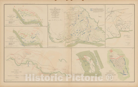 Historic Map : Civil War Atlas of the Union and Confederate Armies, Battles in NM, NC & TN 1895 , Vintage Wall Art