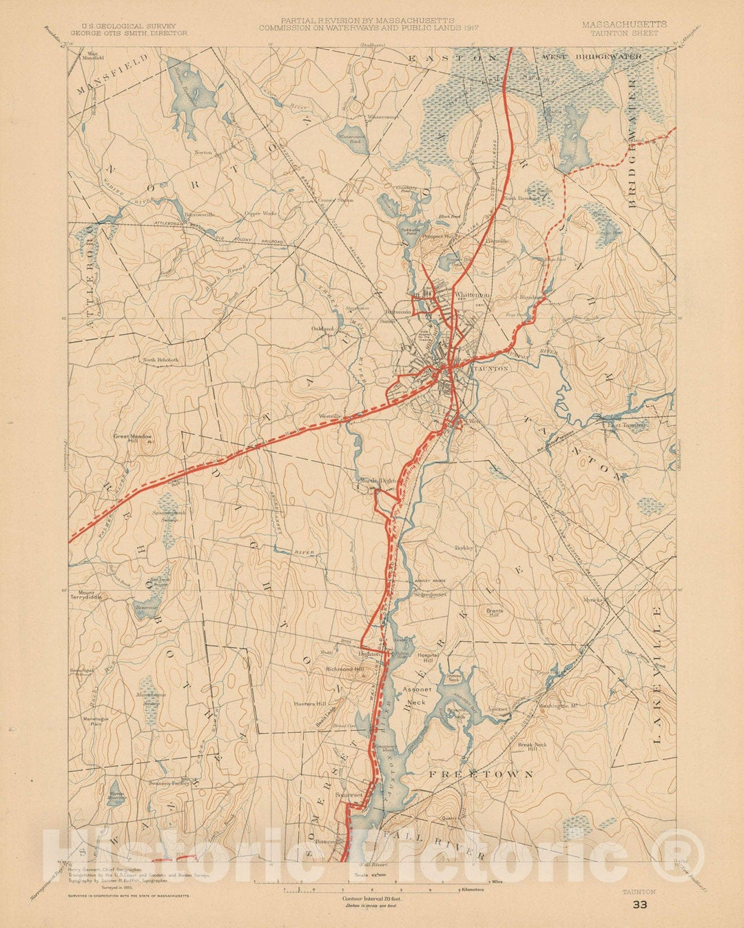 Historic Map : Eastern Massachusetts Street Railway Maps, Taunton 1927 Transit Cartography , Vintage Wall Art