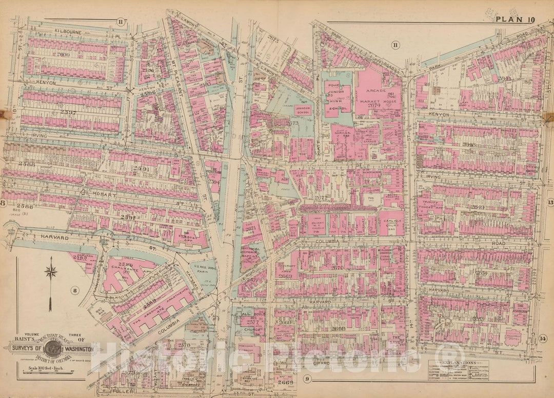 Historic Map : Atlas of Washington D.C. Volume 3 (Outer NW), Washington 1937 Plate 010 , Vintage Wall Art