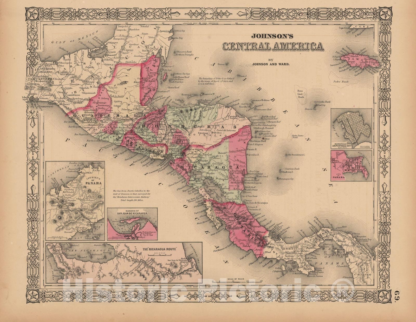 Historic Map : North America 1864 , Johnson's Family Atlas World , Vintage Wall Art