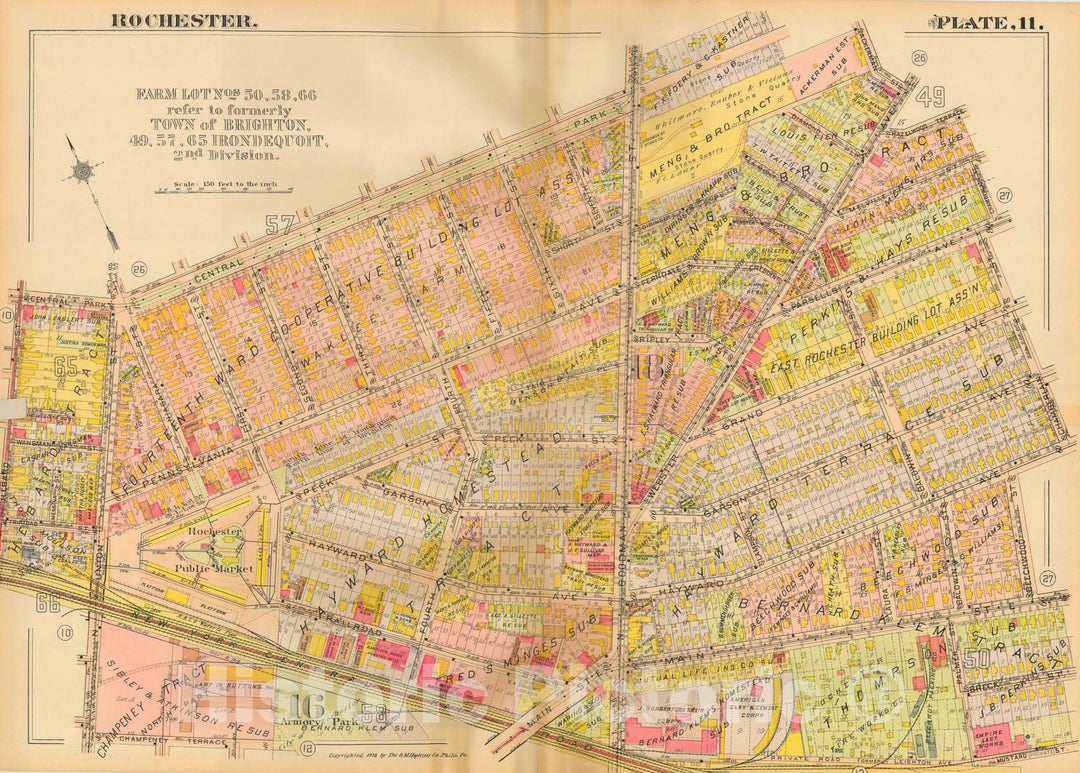 Historic Map : Plat Book of the City of Rochester New York and Vicinity, 1918 Plate 011 , Vintage Wall Art