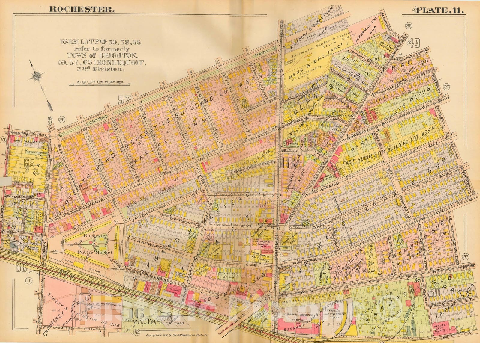 Historic Map : Plat Book of the City of Rochester New York and Vicinity, 1918 Plate 011 , Vintage Wall Art