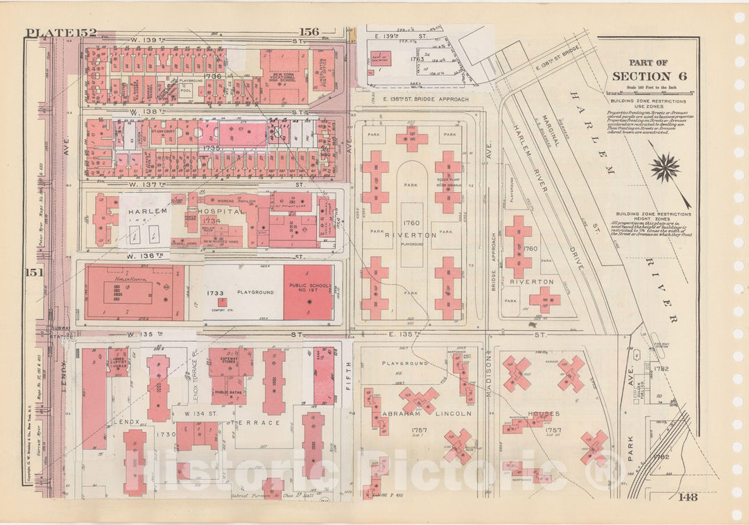 Historic Map : Manhattan Land Book 1955 - Updated Through Nov 7th, New York City 1975 Plate 152 , Vintage Wall Art