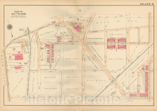 Historic Map : Atlas City of Philadelphia, 42nd Ward, Philadelphia 1913 Plate 008 , Vintage Wall Art