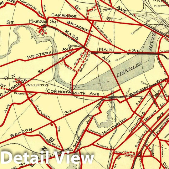 Historic Map : Greater Boston Transit Maps, Boston Elevated Railway 1915 Railroad Catography , Vintage Wall Art