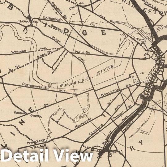 Historic Map : Boston Elevated Railway Co. Informational Maps, Map 4: System November 1908; published 1910 Transit Railroad Catography , Vintage Wall Art