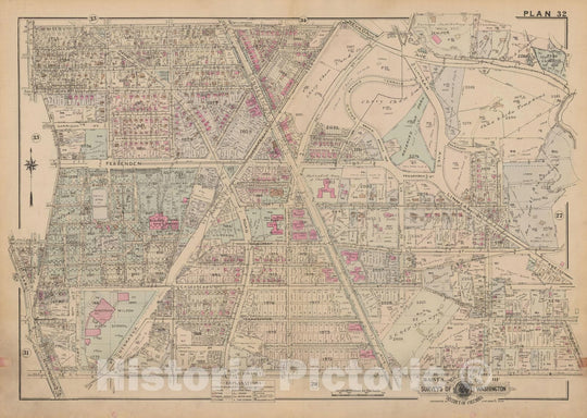 Historic Map : Atlas of Washington D.C. Volume 3 (Outer NW), Washington 1937 Plate 032 , Vintage Wall Art