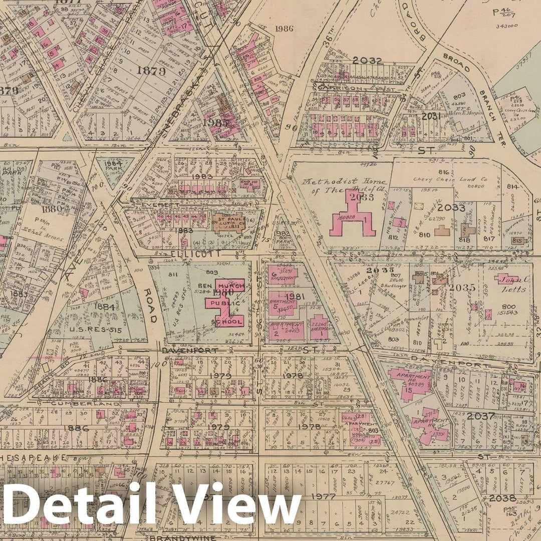 Historic Map : Atlas of Washington D.C. Volume 3 (Outer NW), Washington 1937 Plate 032 , Vintage Wall Art