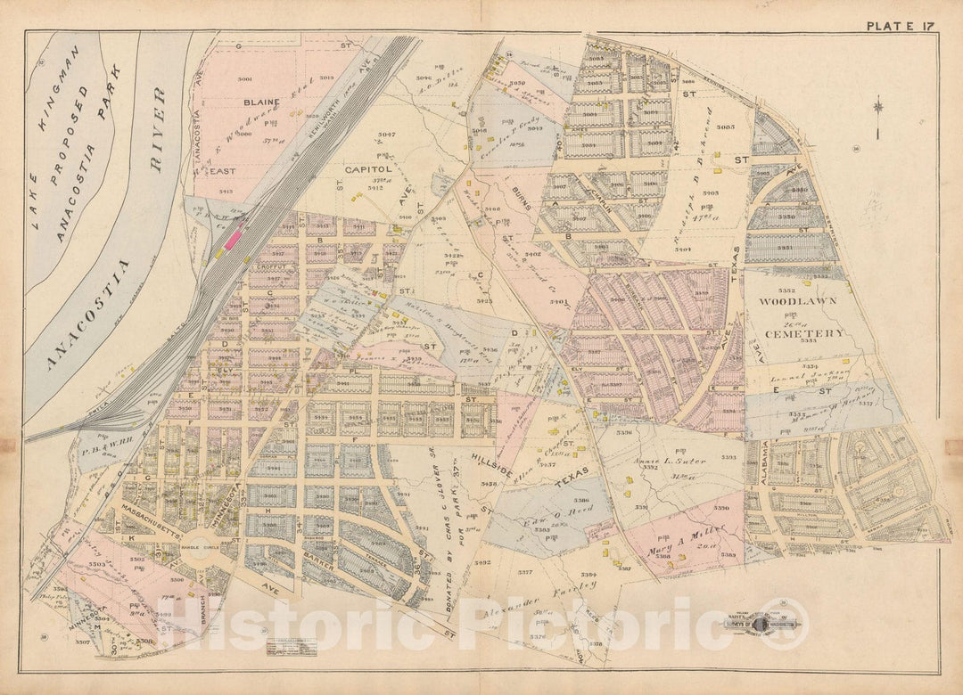 Historic Map : Atlas of Washington D.C. Volume 4 (NE, SE), Washington 1927 Plate 017 , Vintage Wall Art