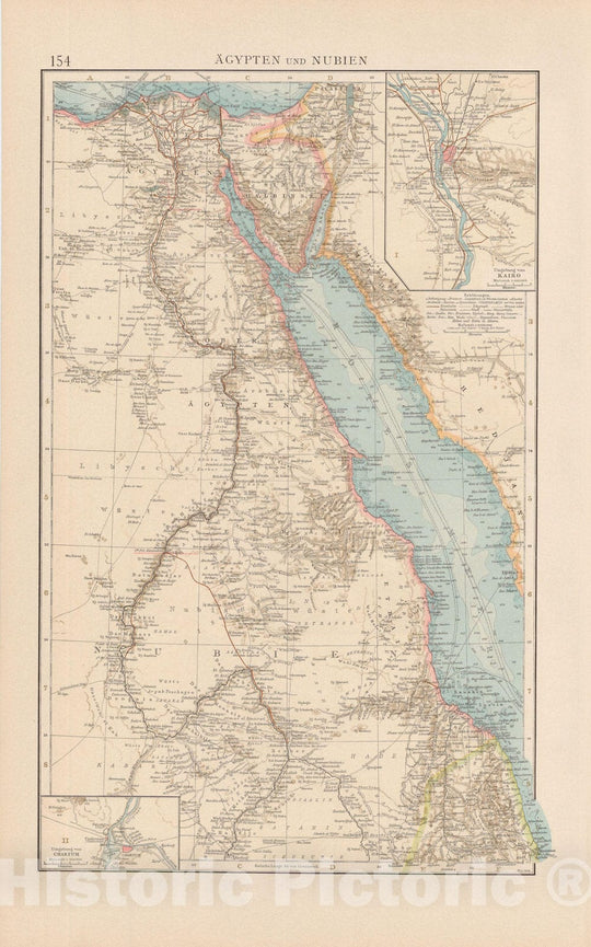 Historic Map : Egypt & Nubia 1899 , Andrees Allgemeiner Handatlas , Vintage Wall Art