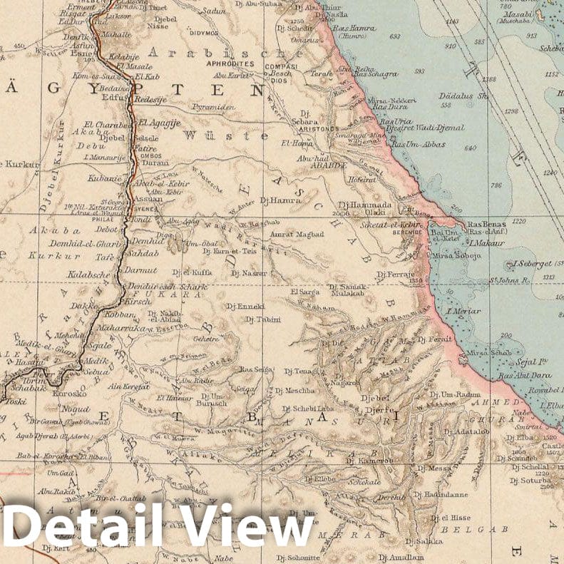 Historic Map : Egypt & Nubia 1899 , Andrees Allgemeiner Handatlas , Vintage Wall Art