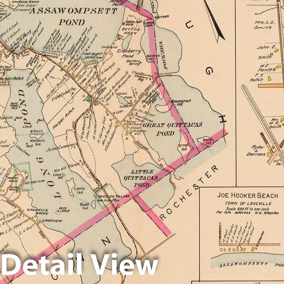 Historic Map : MA, Lakeville 1903 Plate 022 , New Topographical Atlas of Surveys of Plymouth County ... , Vintage Wall Art